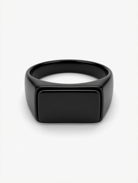 Midnight Black Signet Ring