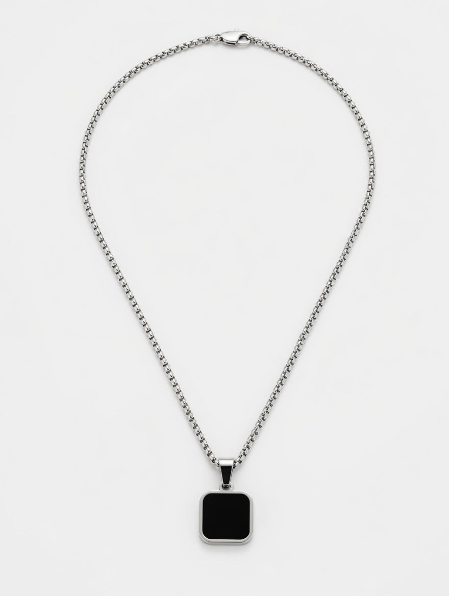 Black Square Locket Chain