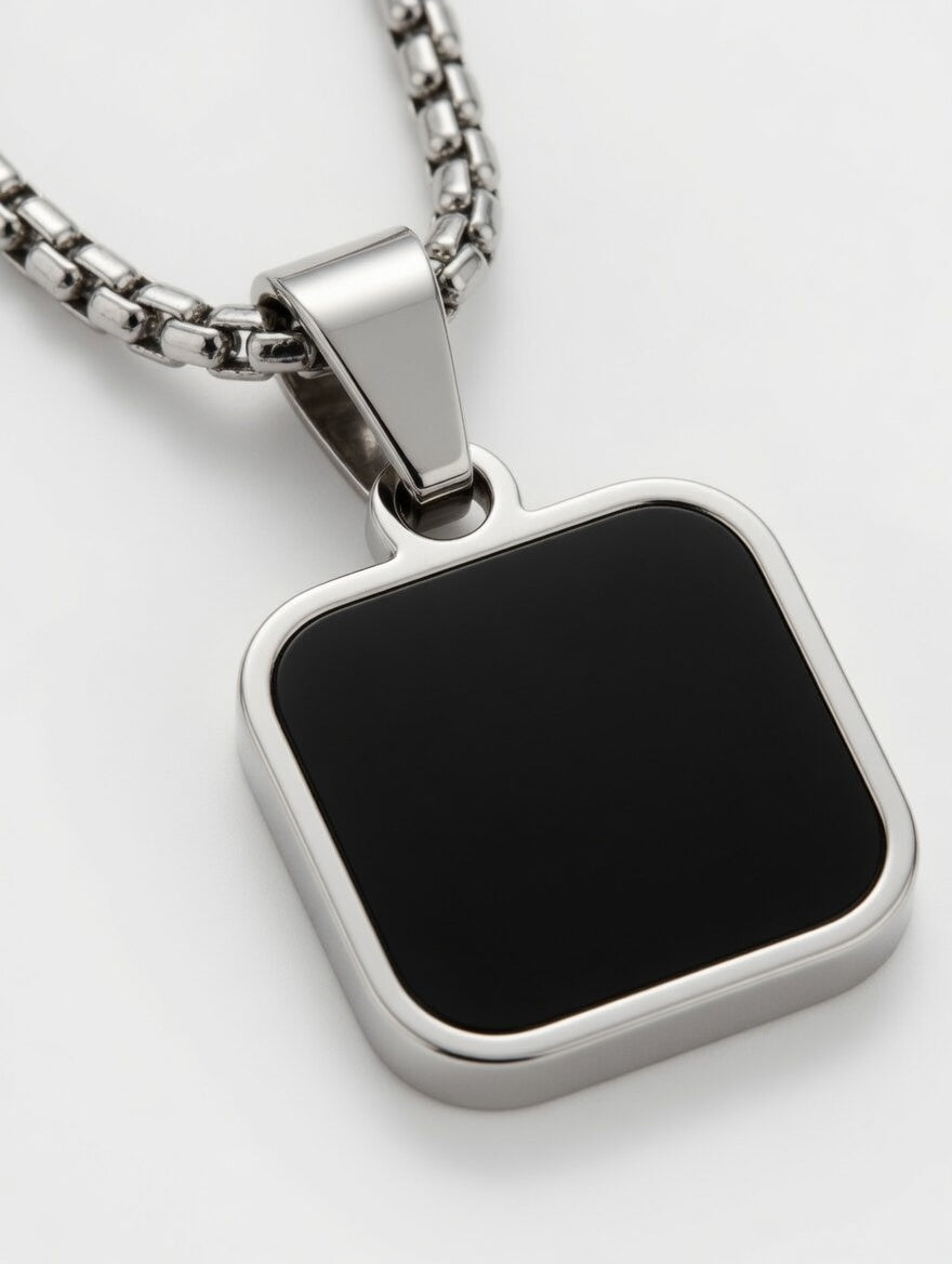 Black Square Locket Chain